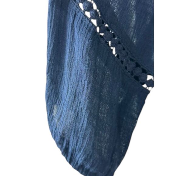 Style&Co Navy Blue Lace Trim Long Sleeve Lightweight Gauzy Tunic Top XS NEW - Picture 3 of 7